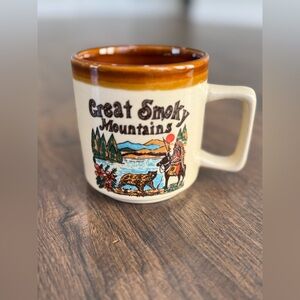 Great Smoky Mountains Ceramic Mug - Brown and Cream